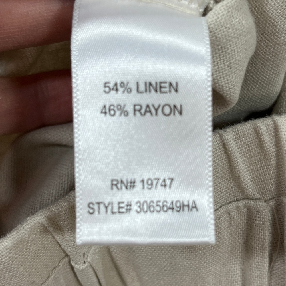 Land n Sea Pants Womens M Oatmeal Washable Linen Blend Drawstring Pull On - Picture 9 of 11